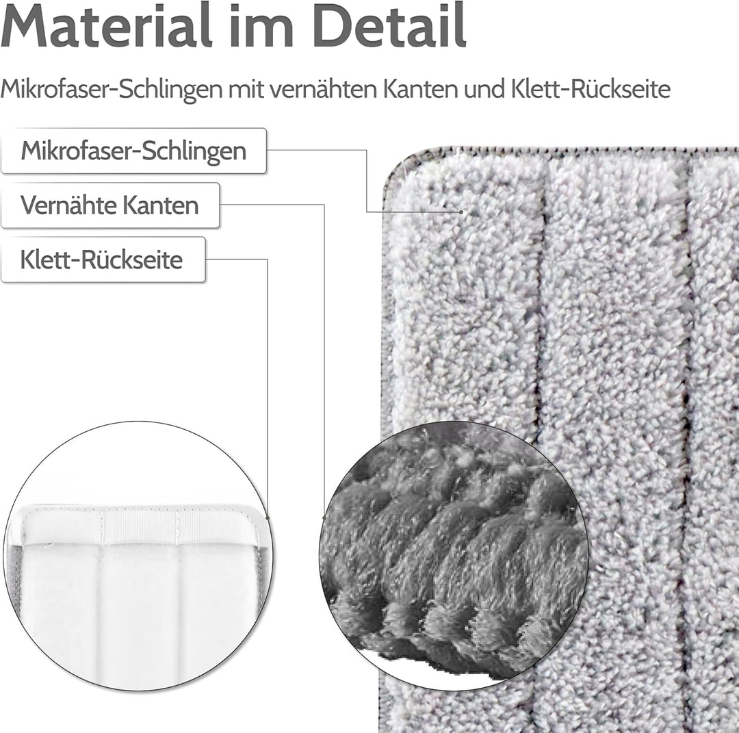 Allyson® Wischmopp Set Bodenwischer inkl. 5 Mops, 3-Kammer Wischmopp Set mit Eimer, Mob Wischer mit