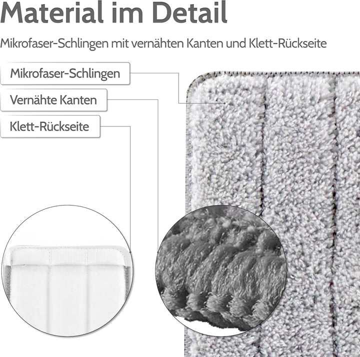 Allyson® Wischmopp Set Bodenwischer inkl. 5 Mops, 3-Kammer Wischmopp Set mit Eimer, Mob Wischer mit