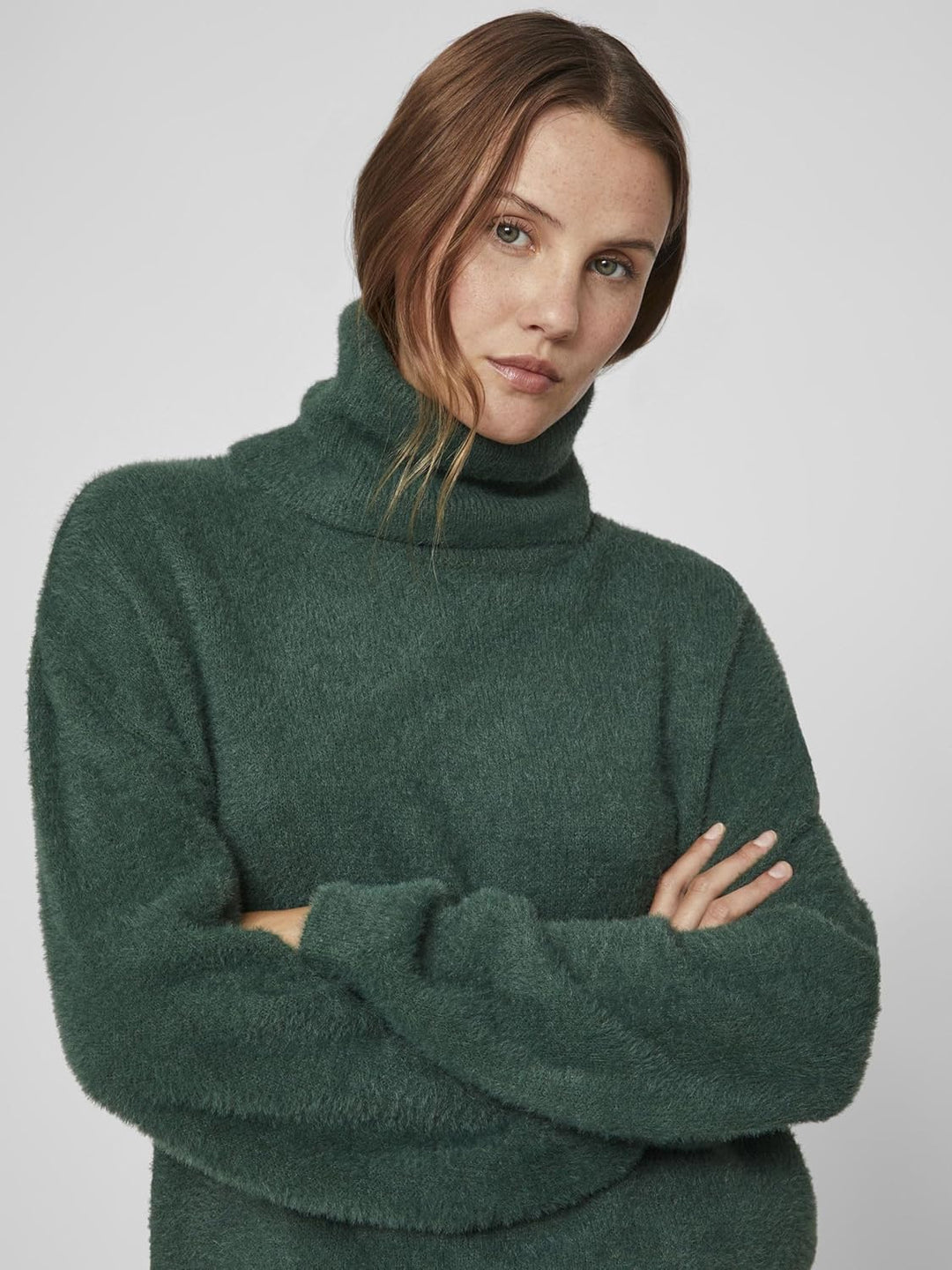 Vila Damen Vilajuli Rollneck L/S Knit-Noos Pullover, Pineneedle
