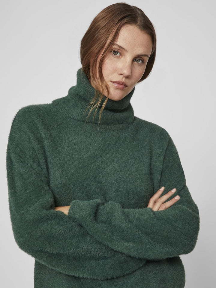 Vila Damen Vilajuli Rollneck L/S Knit-Noos Pullover, Pineneedle