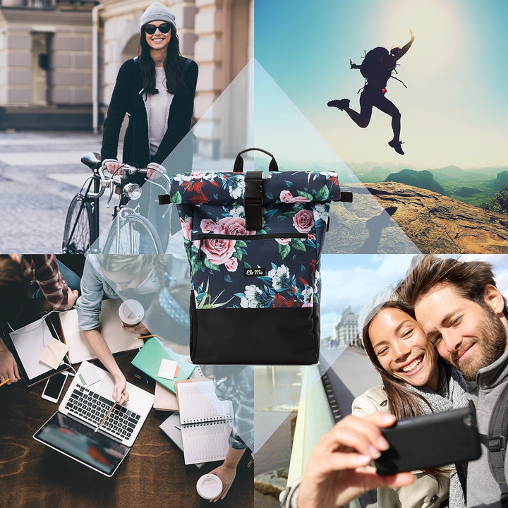 Ela Mo’s Rucksack Damen | Schön und Durchdacht | für Uni Reisen Freizeit Job | mit Laptopfach & Anti