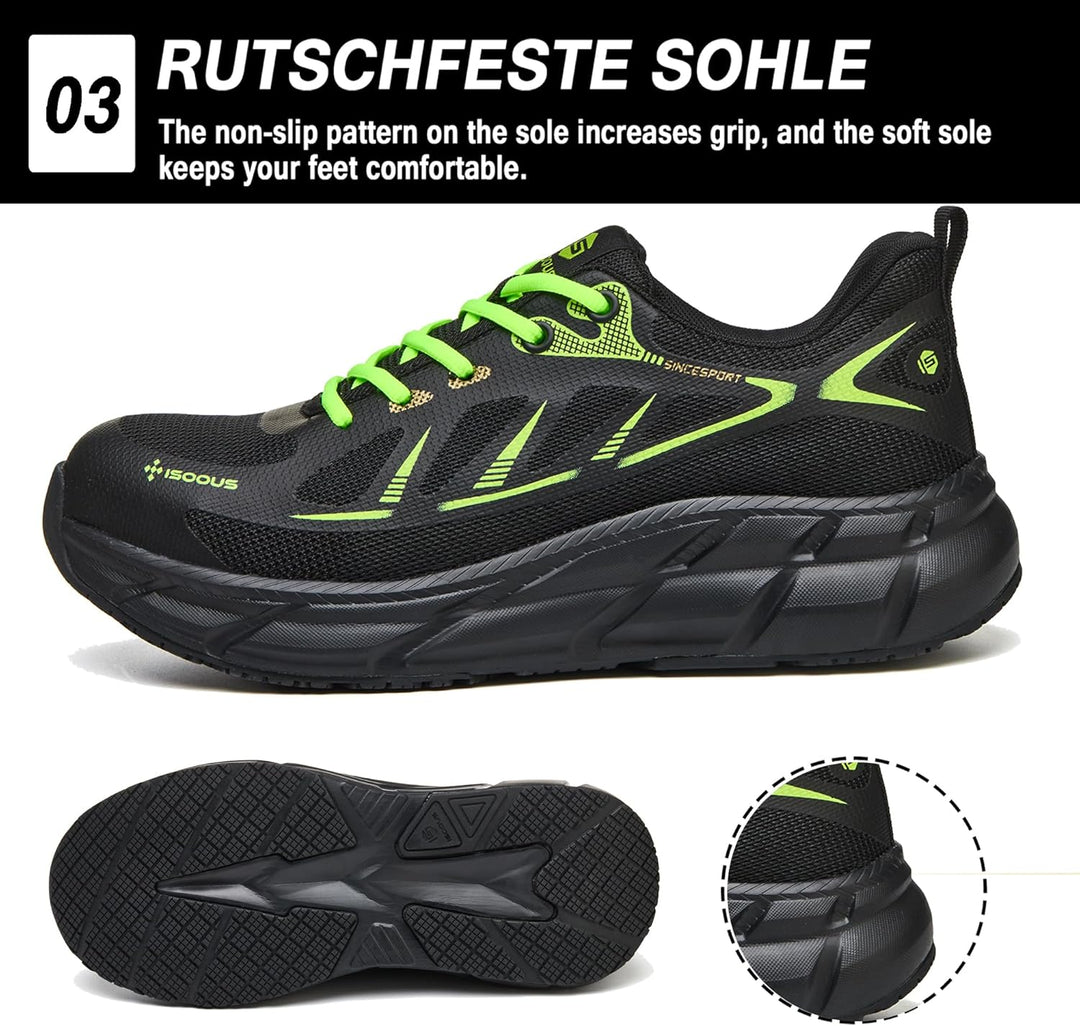 ISOOUS Arbeitsschuhe Herren Sicherheitsschuhe Damen Stahlkappenschuhe Sportlich Atmungsaktiv Schutzs