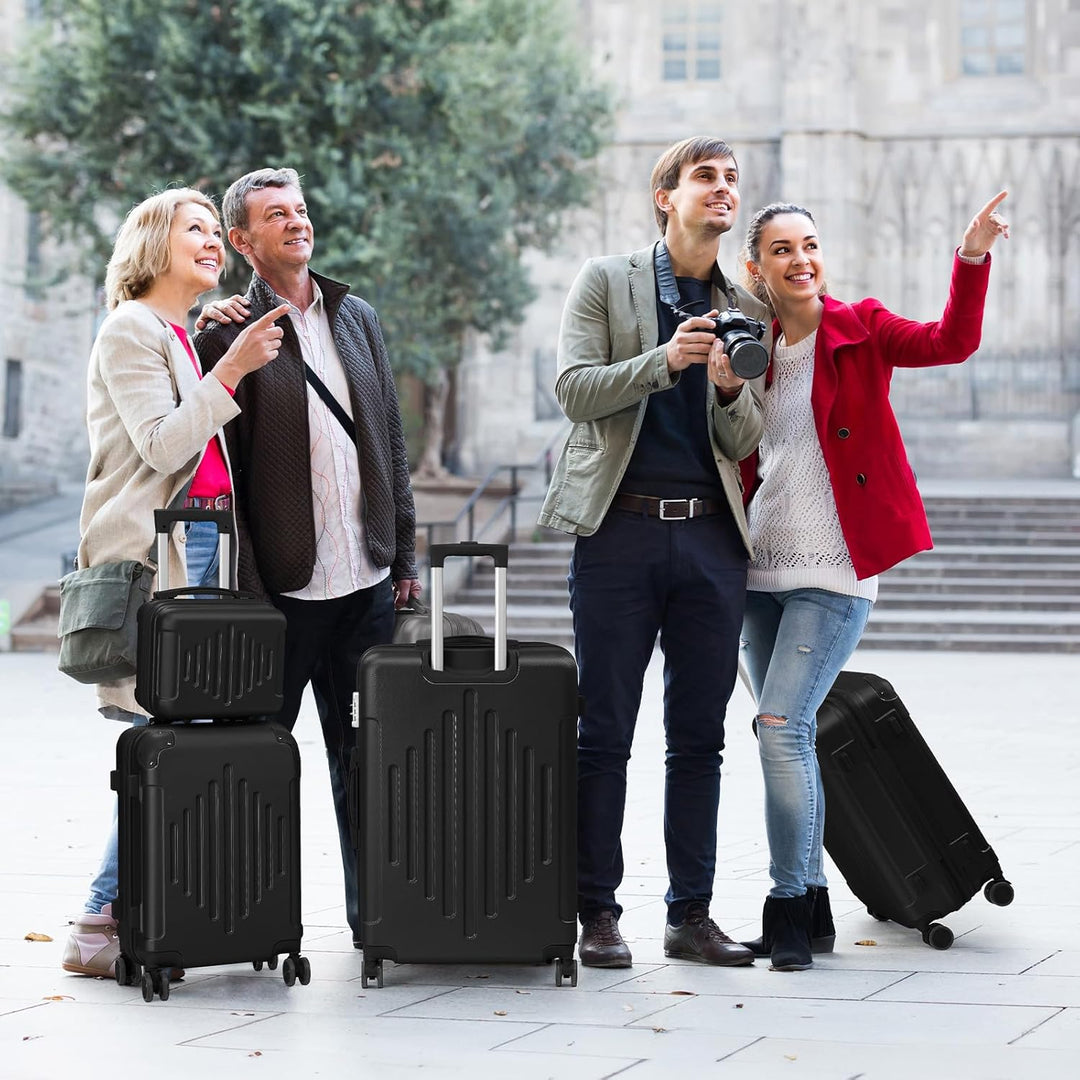 LALAHO Kofferset 4 teilig, Reisekoffer Set mit Kosmetikkoffer, Hartschalen Koffer Set aus ABS, Gepäc