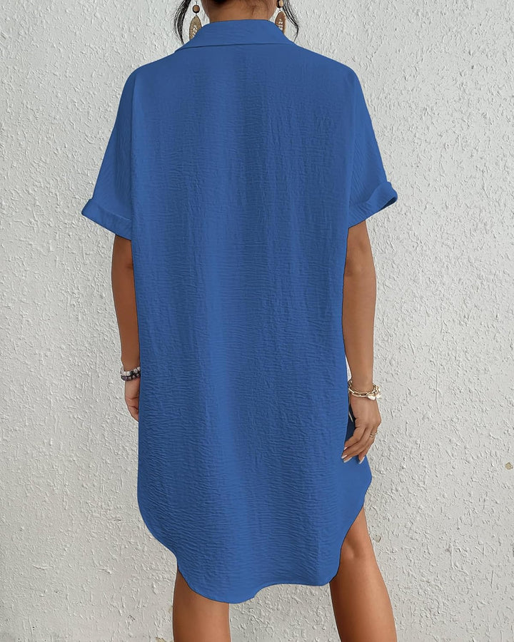 Bsubseach Frauen Badeanzug Coverup Shirt Kleid Button Down Badeanzug Cover Up Beachwear Blau M, Blau