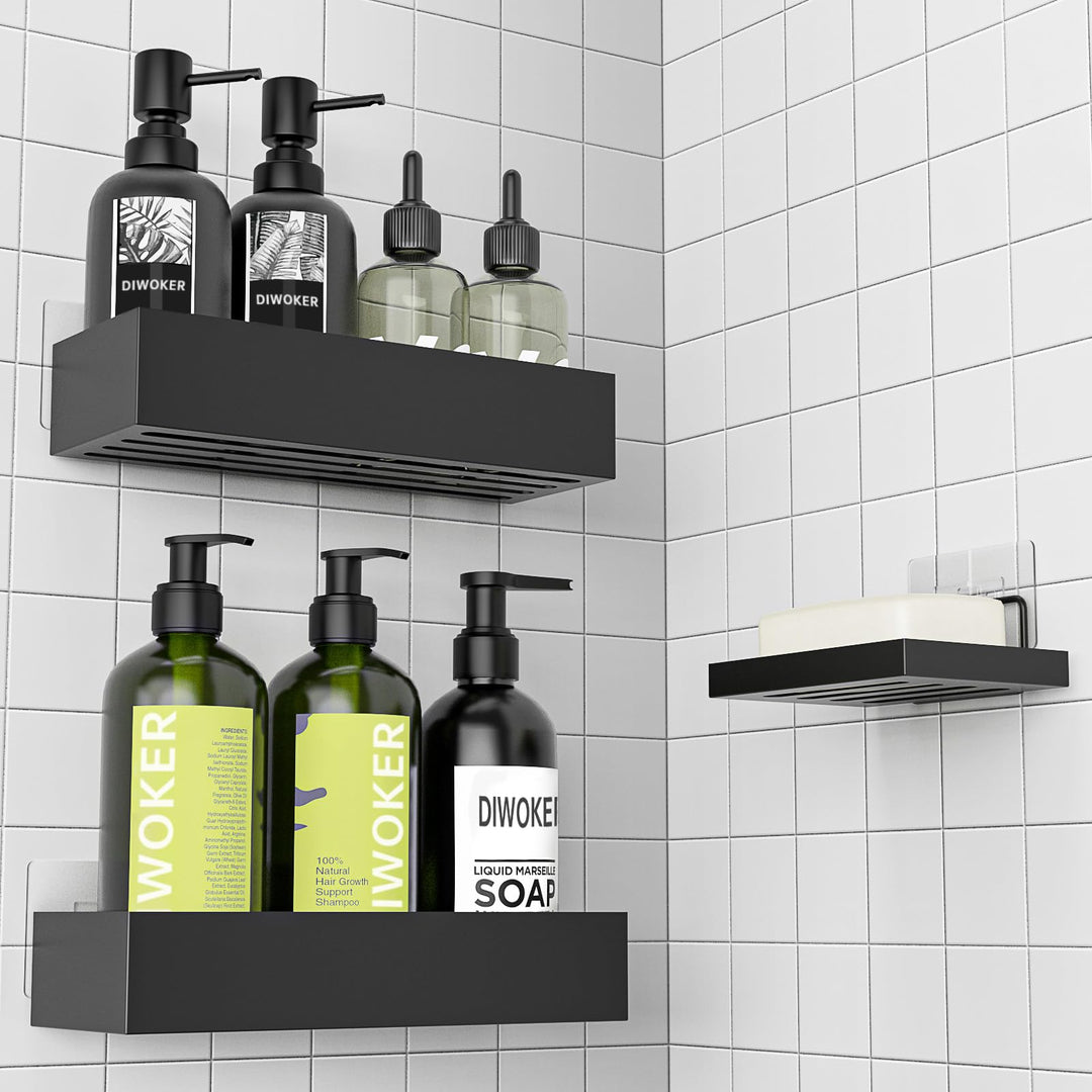 Diwoker Duschablage Ohne Bohren - 3 Stück Duschregal Badezimmer Organizer mit Seifenschale Shampoo H