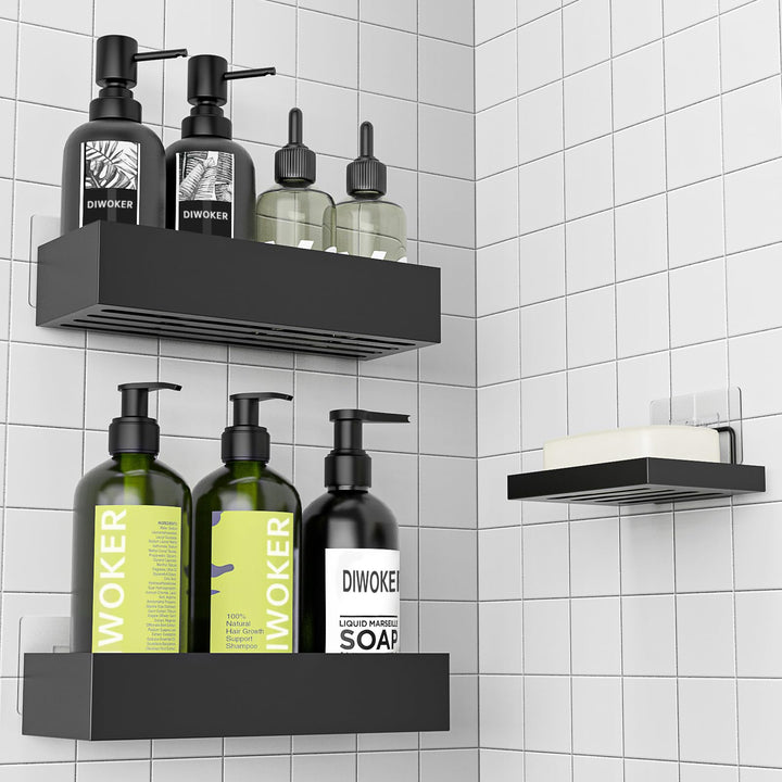 Diwoker Duschablage Ohne Bohren - 3 Stück Duschregal Badezimmer Organizer mit Seifenschale Shampoo H