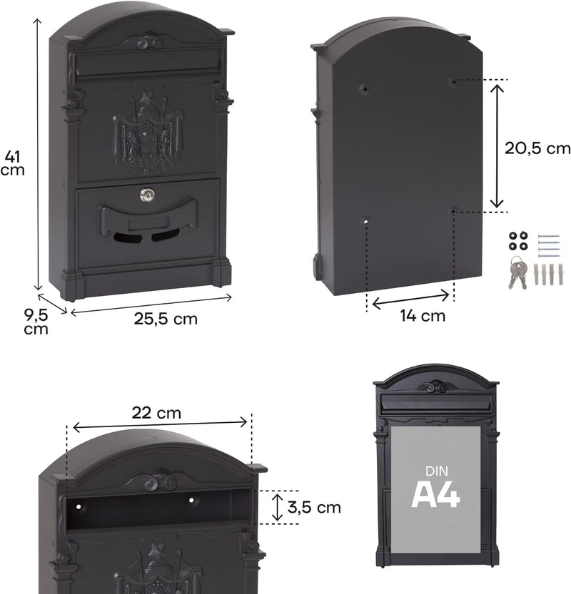 ARREGUI Residencia D-2151/N Individueller Briefkasten aus Aliminium im klassischen Stil, Grösse M (D