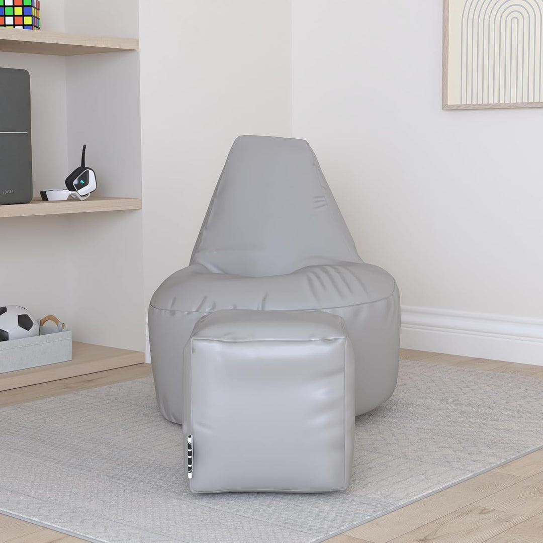 PATCH HOME Gamer Kissen Lounge Kissen Sitzsack Sessel Sitzkissen Bean Bag + Würfel/Hocker mit Reissv