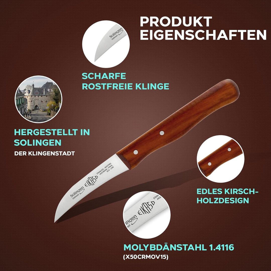 EIKASO Solingen Schälmesser Set 3teilig Profi Küchenmesser Gemüsemesser Obstmesser 6cm Klinge rostfr