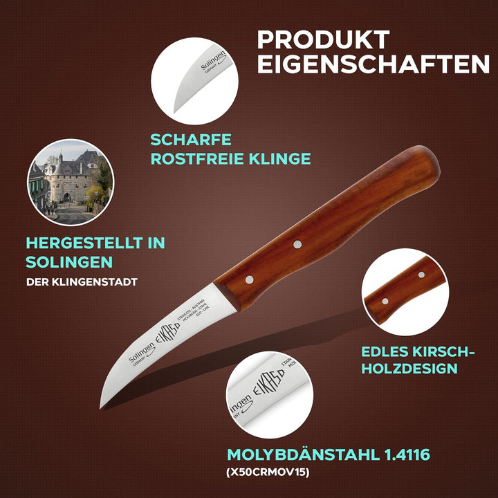 EIKASO Solingen Schälmesser Set 3teilig Profi Küchenmesser Gemüsemesser Obstmesser 6cm Klinge rostfr