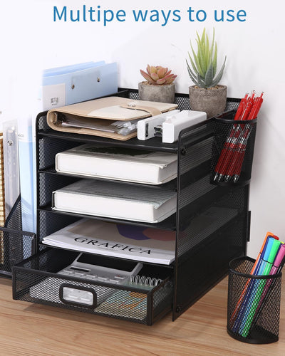 5-stöckiger Mesh-Schreibtisch-Organizer mit Schublade,multifunktionaler Schreibtisch-Organizer und Z
