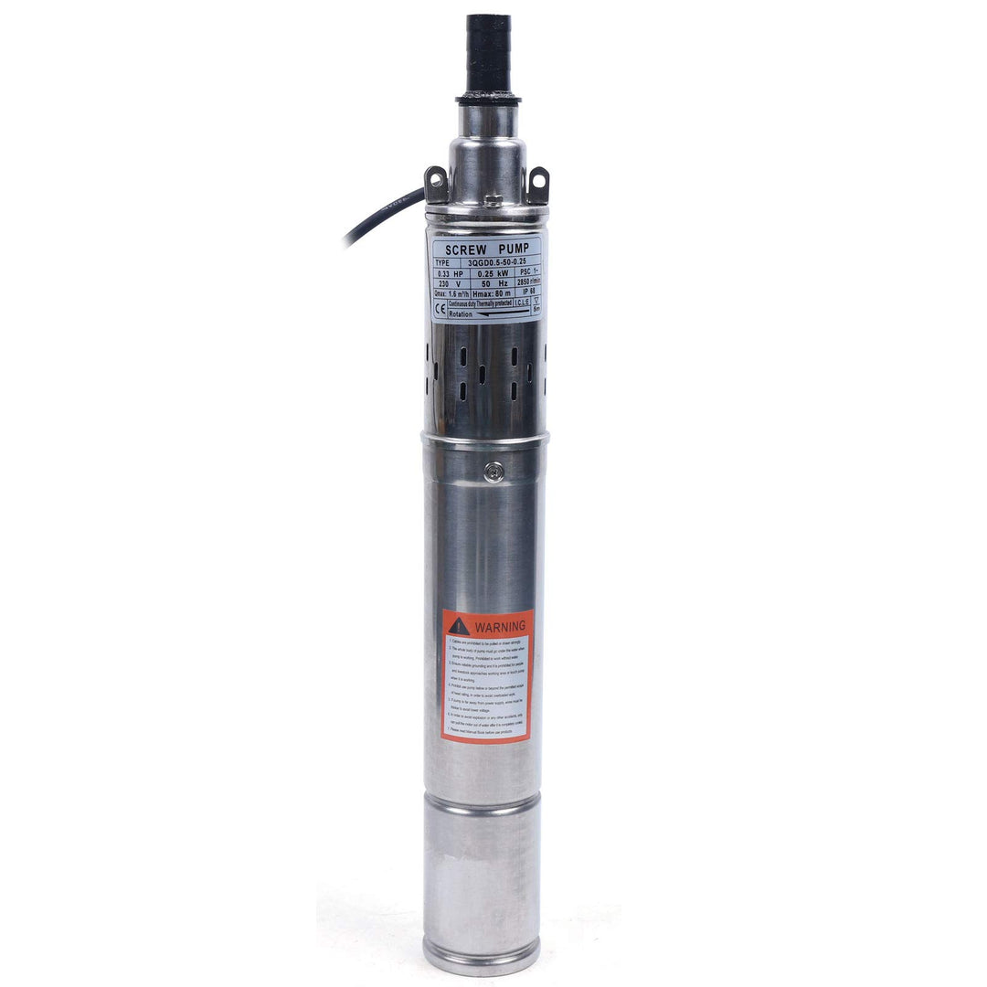 250W Brunnenpumpe Tiefbrunnenpumpe 3 Zoll, Edelstahl, 1600 L/h, 80m Förderhöhe