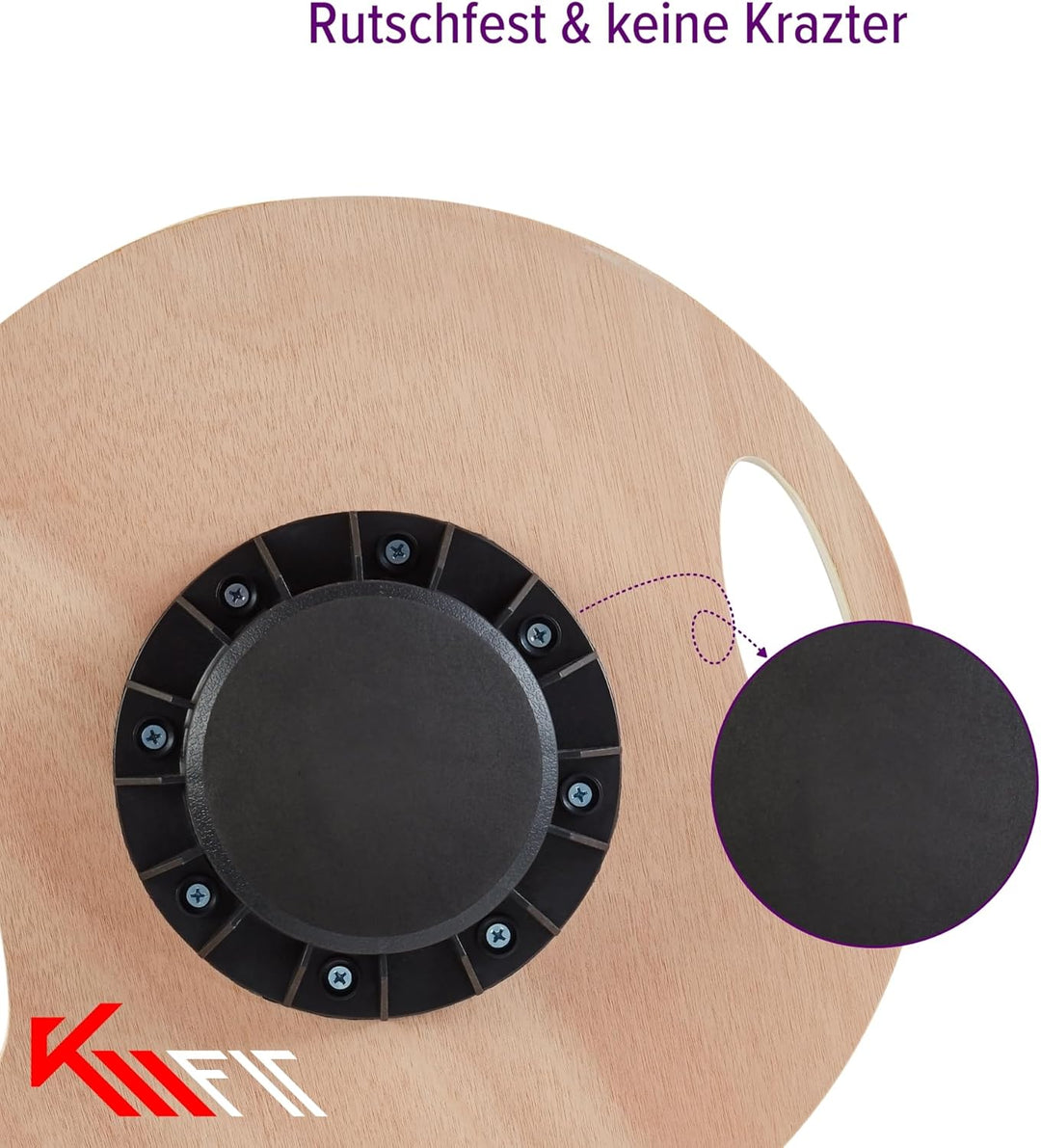 KM-Fit Balance Board rund | Therapie-Kreisel aus Holz | Gleichgewichtstrainer mit Handgriffen | Indo