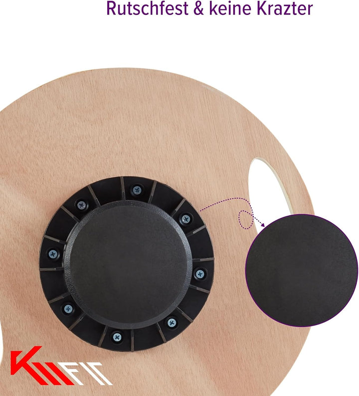 KM-Fit Balance Board rund | Therapie-Kreisel aus Holz | Gleichgewichtstrainer mit Handgriffen | Indo