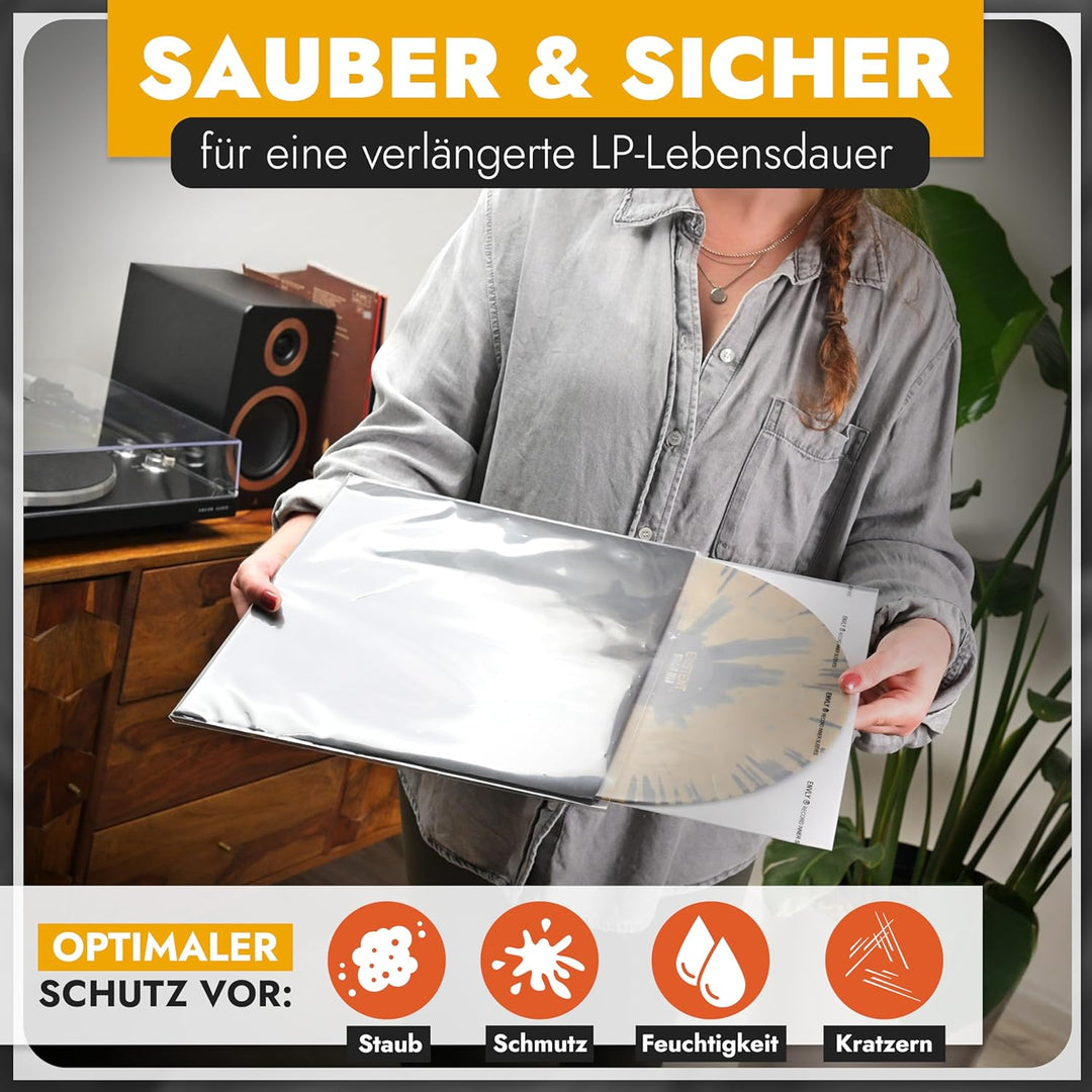 ENVLY® Schallplatten Innenhüllen (50 Stück) | Reispapier | antistatisch (12")