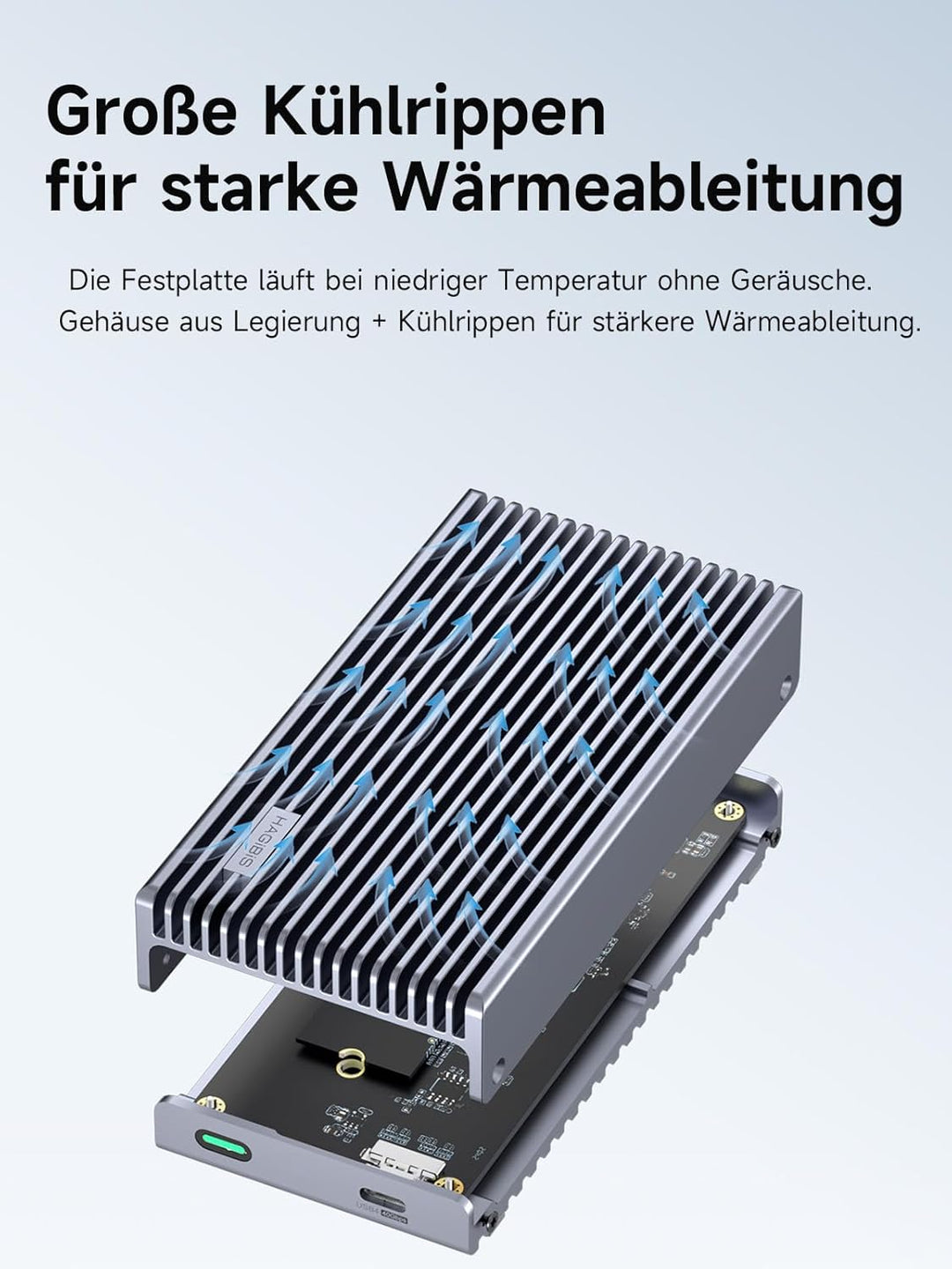 Hagibis M.2 NVMe SSD-Gehäuse, 40 Gbit/s USB4 SSD-Gehäuse mit LED-Display, USB4-Kabel, PCIe3.0x4, Alu
