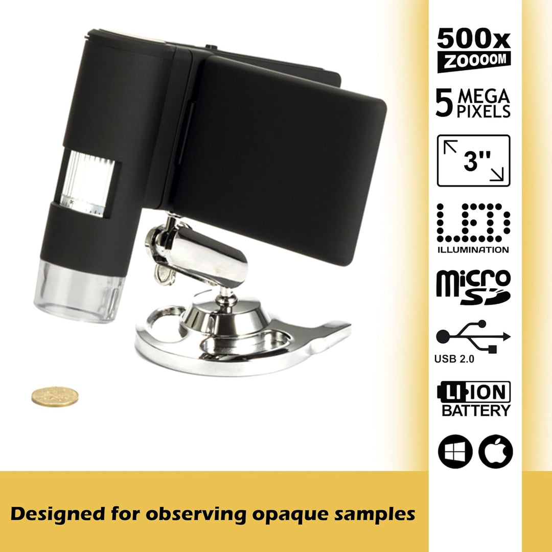 Levenhuk DTX 500 Mobi Tragbares Digitales USB-Mikroskop (20- bis 500-Fach) mit LCD-Display zur Beoba