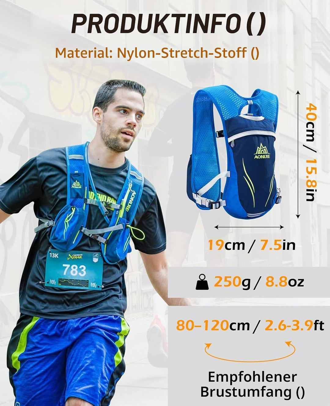 TRIWONDER Ultraleicht Trinkrucksack, 5.5L Laufrucksack, Trailrunning Rucksack, Hydration Pack im Fre
