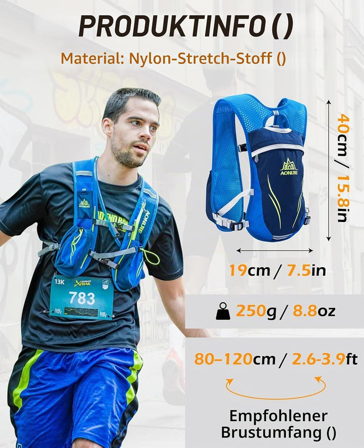 TRIWONDER Ultraleicht Trinkrucksack, 5.5L Laufrucksack, Trailrunning Rucksack, Hydration Pack im Fre