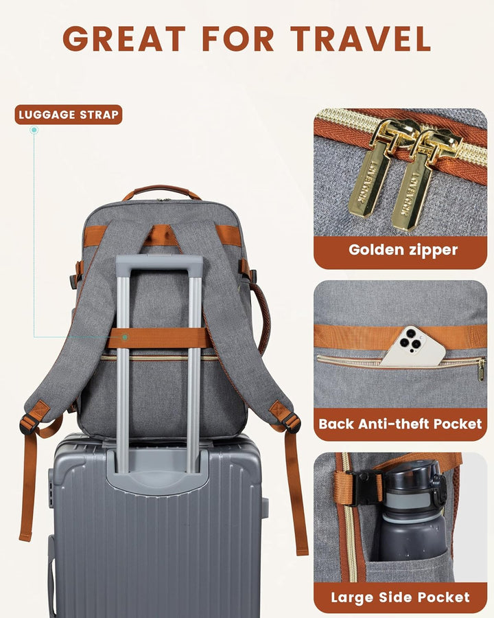 LOVEVOOK Handgepäck Rucksack Flugzeug, 40L Gross Reiserucksack Damen Kofferrucksack, Wasserdicht Rei