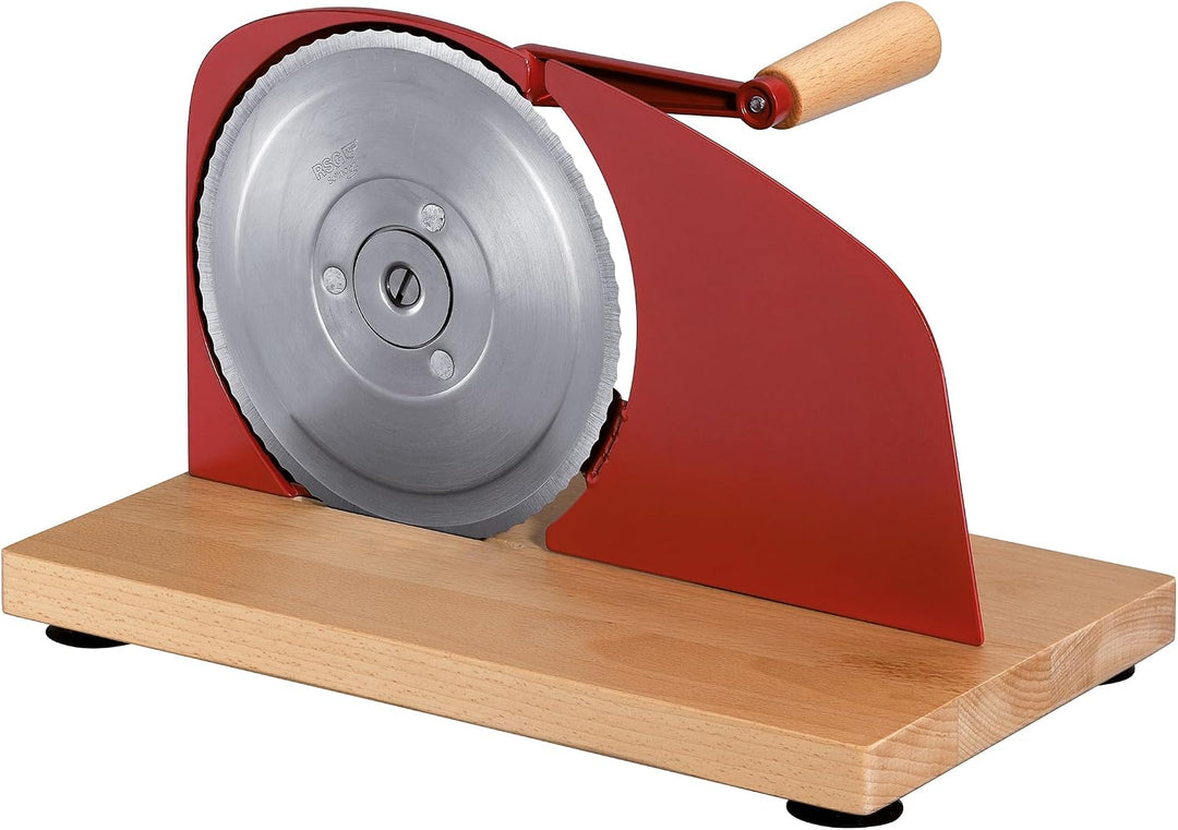 Zassenhaus Brotschneidemaschine PURE rot, manuelle Kurbelmaschine mit Edelstahlmesser, Spezial-Welle
