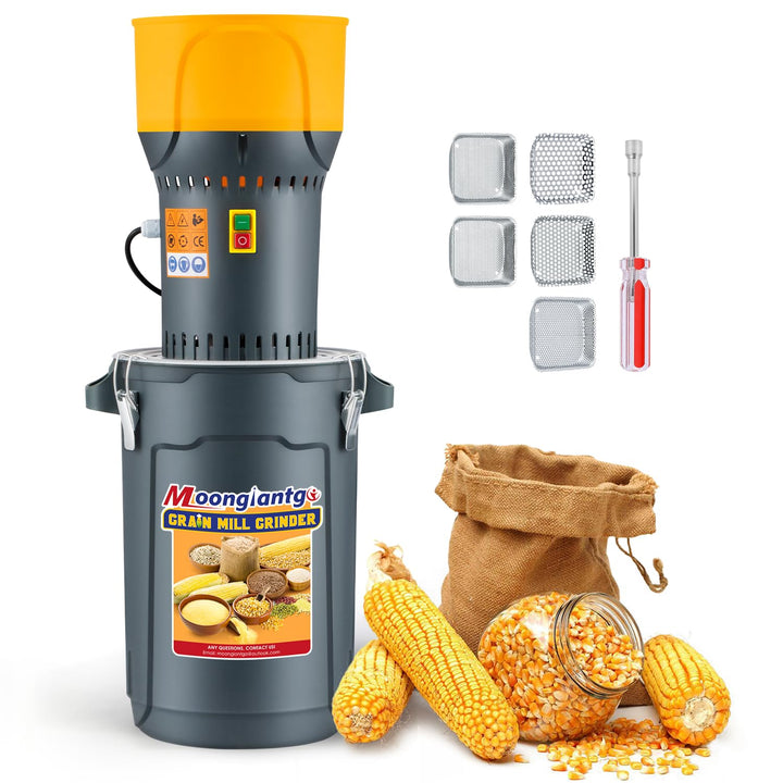 Moongiantgo Getreidemühle Elektrisch 1300W Kornmühle Gewürzmühle Elektrisch, Abnehmbarer 25L Eimer u
