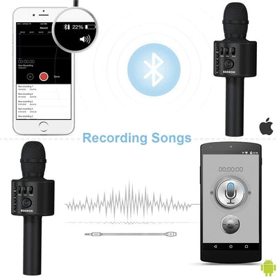BONAOK Bluetooth Karaoke Mikrophon Erwachsene, Tragbares 3 in 1 Karaoke Mic, Handmikrofon Home Gebur