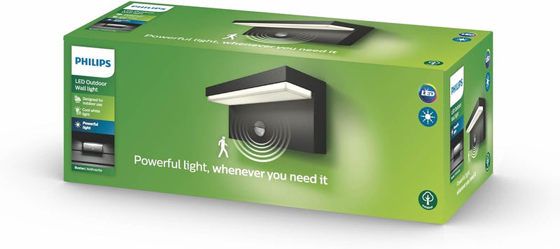 Philips myGarden Bustan LED Wandaussenleuchte, 9W, Anthrazit Anthrazit 4000 Kelvin Wandleuchte mit B