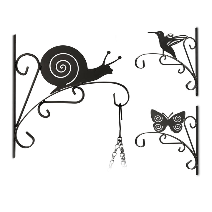 Relaxdays Blumenhaken mit Tier-Motiv, Blumenampelhalter für Wand, Metall Garten-Deko, HBT: 30 x 27,5
