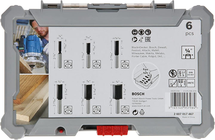 Bosch Professional 6tlg. Nutfräser Set (für Holz, für Oberfräsen mit 1/4 Zoll Schaft) 6 tlg. | Nutfr