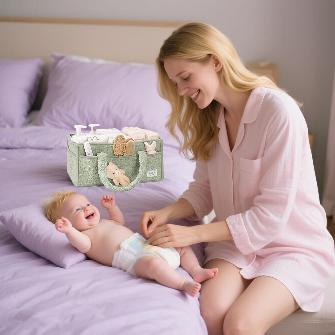 Baby Wickeltasche Organizer，Baby-Windel-Caddy Organizer für Wickeltisch，Multifunktional Tragbar Wick