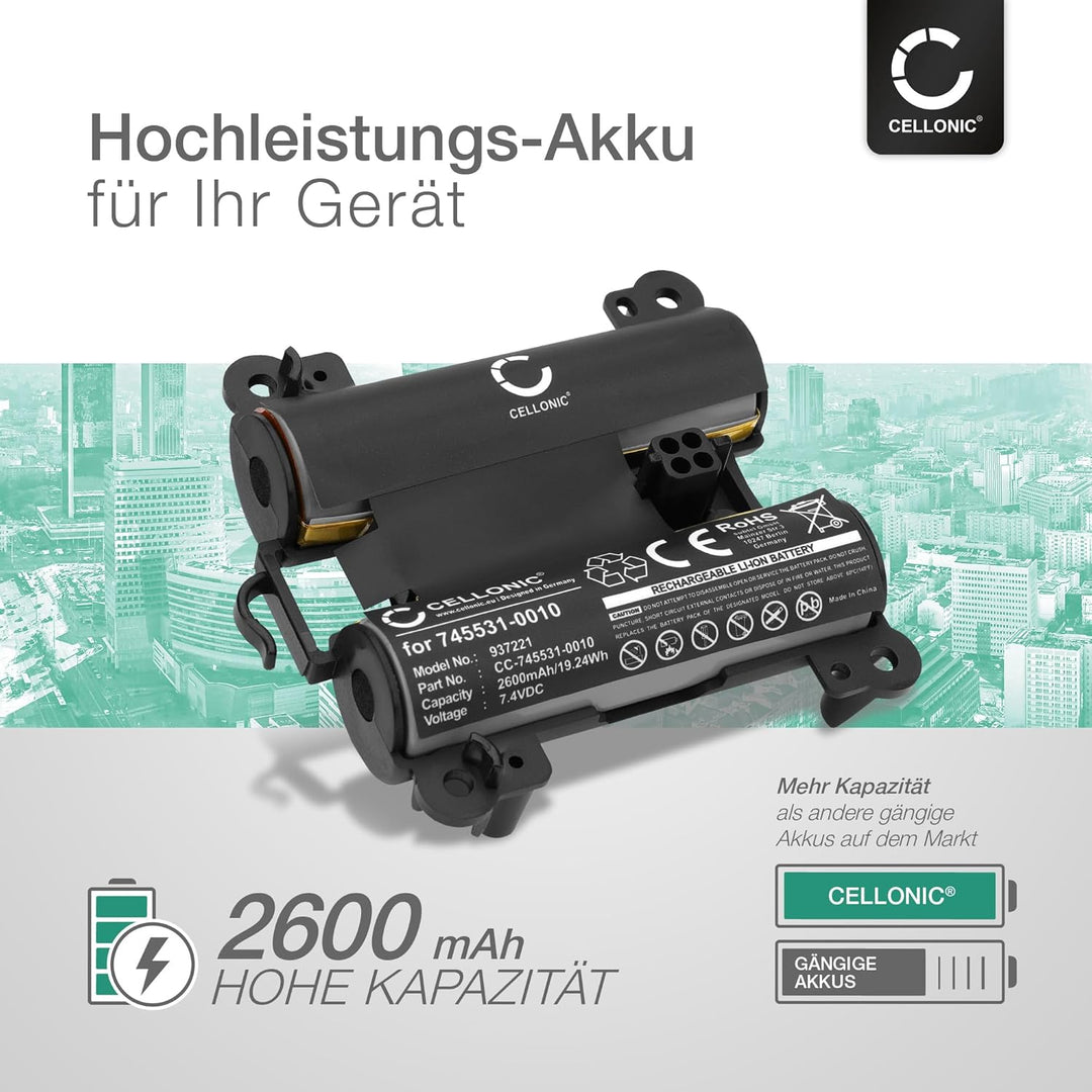 CELLONIC, Lautsprecherakku kompatibel mit Bose SoundLink Revolve Plus, 071478 (2600mAh, 7.4V) Ersatz