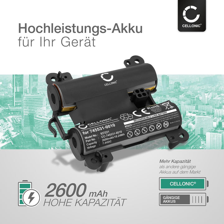 CELLONIC, Lautsprecherakku kompatibel mit Bose SoundLink Revolve Plus, 071478 (2600mAh, 7.4V) Ersatz