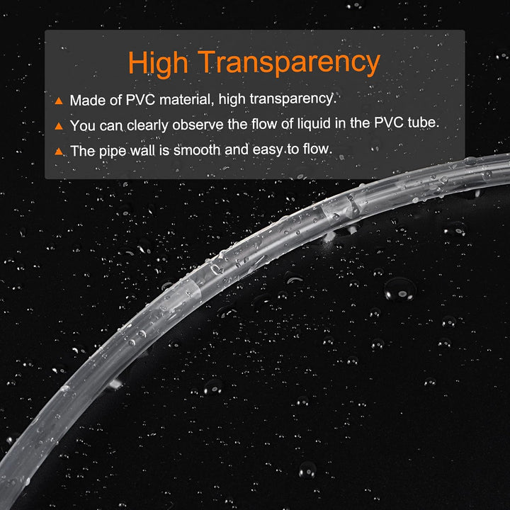 sourcing map PVC Transparenter Schlauch Vinylschlauch 8mm ID 12mm OD 10ft Flexibles Leichtgewicht fü