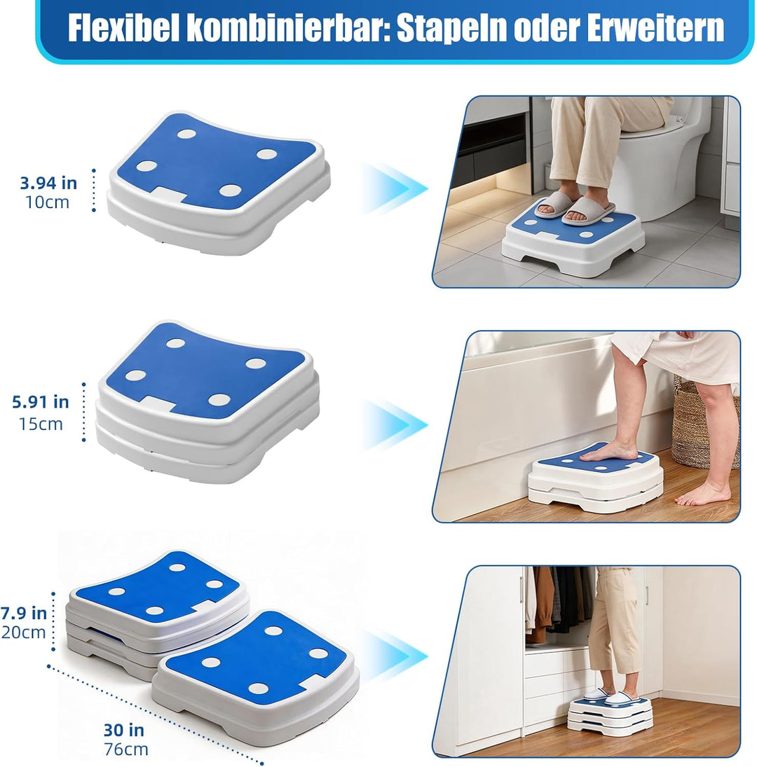 Trittstufe Badezimmer für Senioren, Einstiegshilfe Dusche Senioren, Stapelbarer Rutschfester tragbar