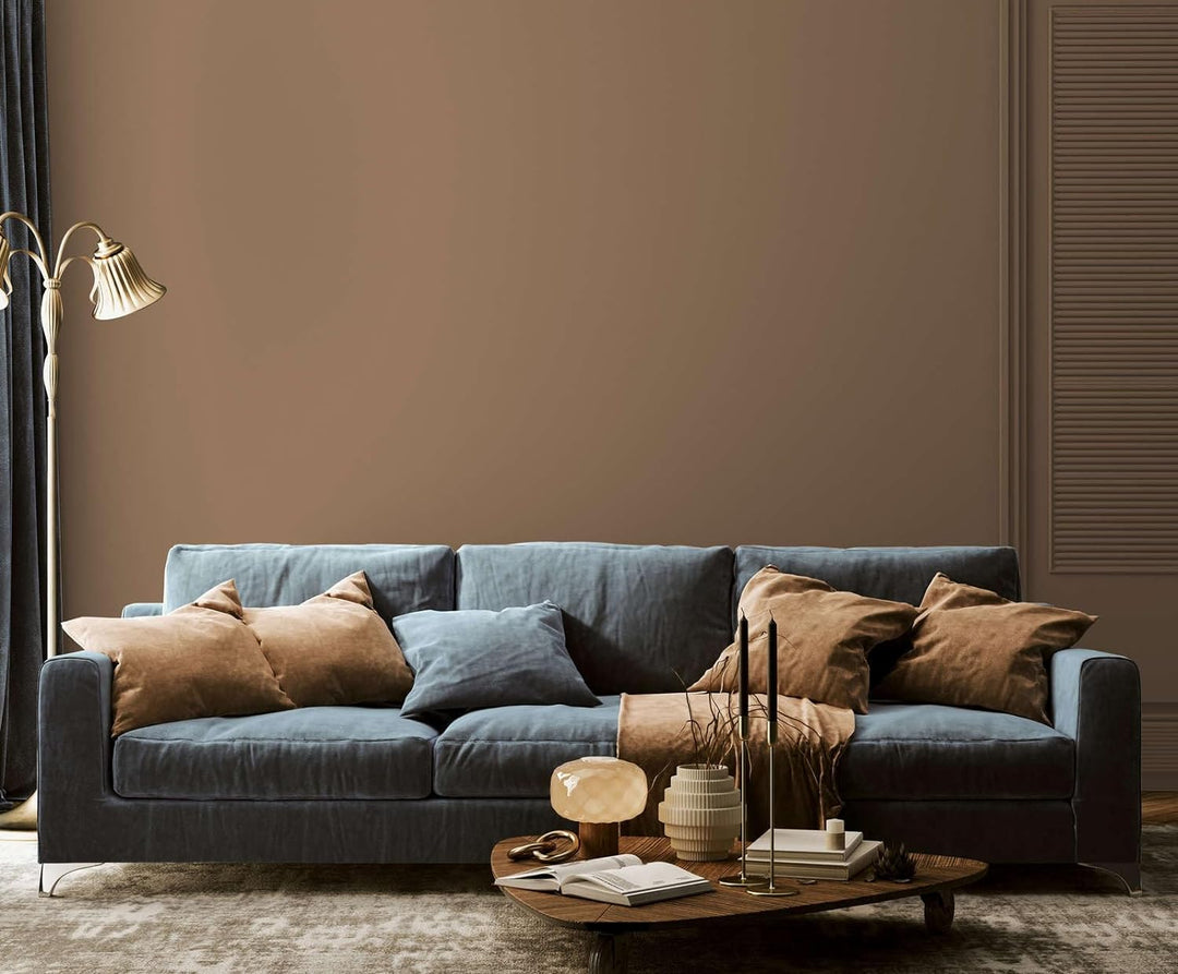New Walls Premium Wandfarbe Braun, Nussbraun Liquid Luxury Dispersionsfarbe für Innenräume – 1 L 100
