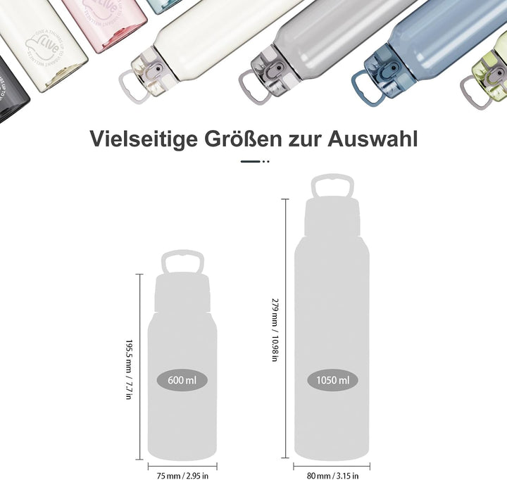 UZSPACE Trinkflasche Kinder 600ml, Sport Trinkflasche Auslaufsicher mit Einhandbedienung, Kohlensäur