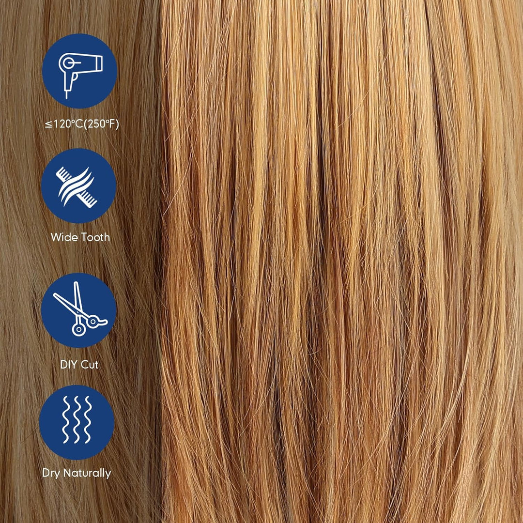 HAIRCUBE Damen Perücke Gerade Perücken für Dame Schulterlang Blond Perücke Synthetische Perücken mit