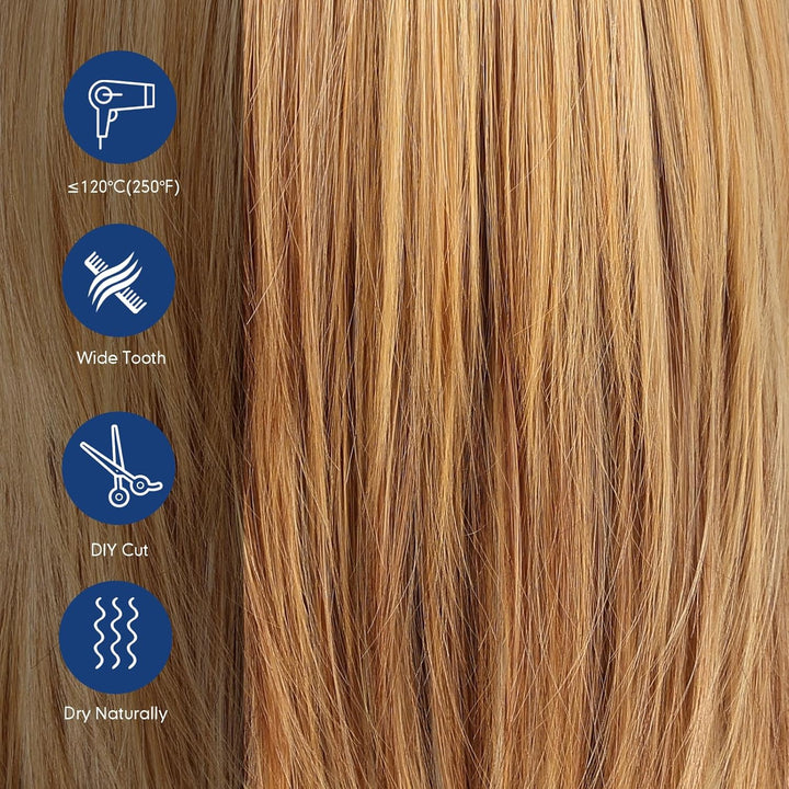 HAIRCUBE Damen Perücke Gerade Perücken für Dame Schulterlang Blond Perücke Synthetische Perücken mit