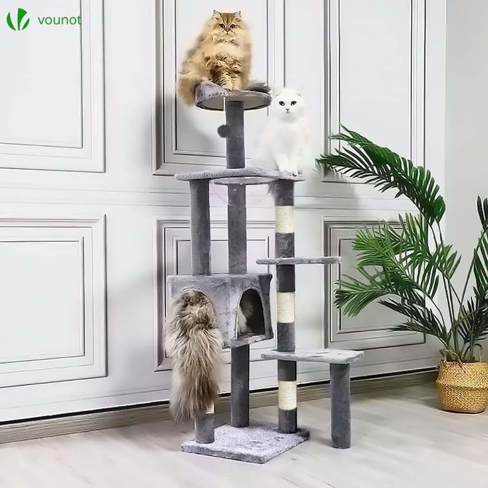 VOUNOT Kratzbaum Katzenbaum Gross XL, Stabiler Katzenkratzbaum mit Katzenhöhle, Sisal Säule, Plattfo
