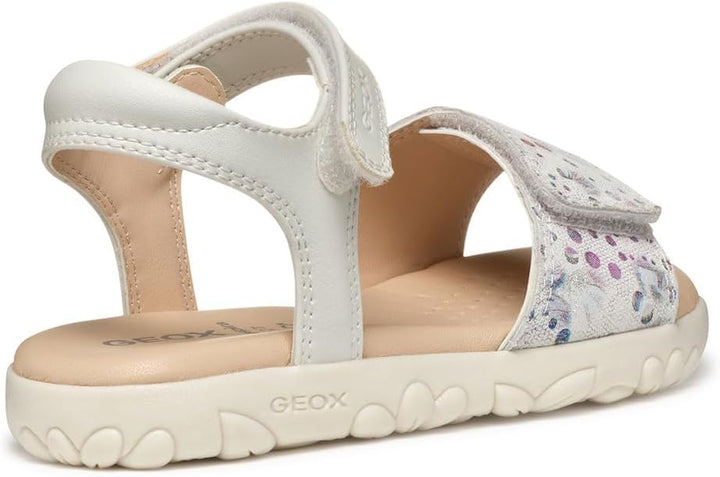 Geox Mädchen J Haiti Girl Sandal, Off White Multicolor