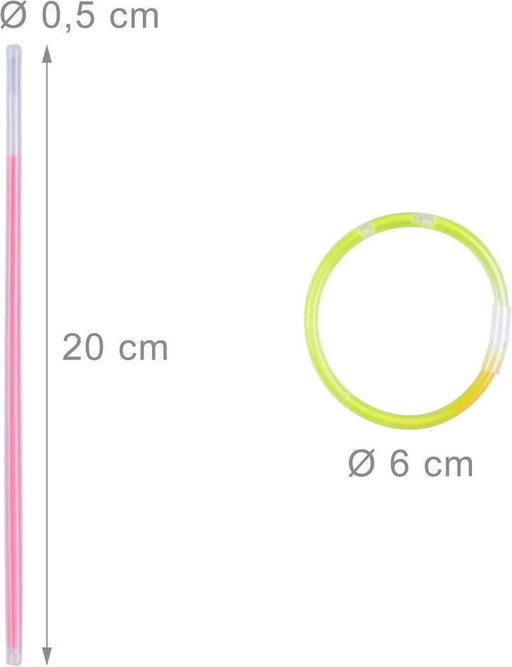 Relaxdays 500 x Knicklichter inklusive 520 x 3D-Verbinder, 8 h Leuchtdauer, Glow Stick, Leuchtstäbe