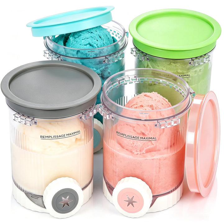 Eisbehälter 4 Stück für Ninja Creami Swirl by CREAMi NC700 NC701 NC701EU NC701UK, 480 ml Behälter mi