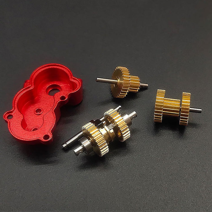 RC Kletterauto Metallgetriebe mit Getriebe für FMS 1/24 FCX24 RC Crawler Upgrade Teile Zubehör (rot)