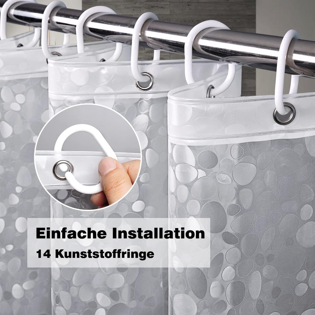 EurCross Anti-Schimmel Duschvorhang 200x200 mit 3 Stärkeren Magnete Unten, Transparent Wasserdicht W