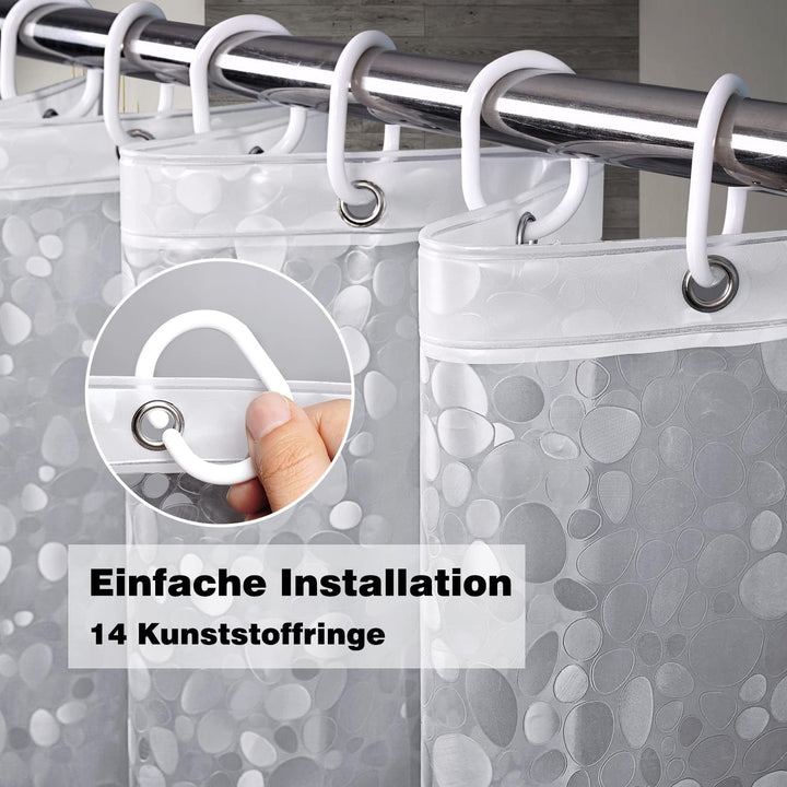 EurCross Anti-Schimmel Duschvorhang 200x200 mit 3 Stärkeren Magnete Unten, Transparent Wasserdicht W