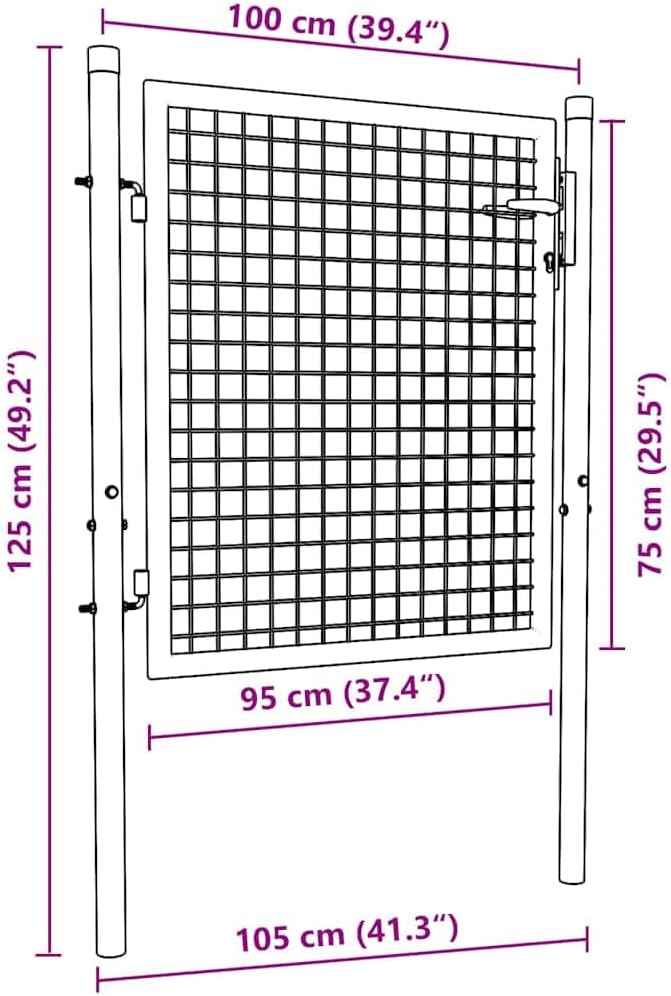 vidaXL Mesh Gartentor Verzinkter Stahl Hoftor Gartentür Zauntor Zauntür Hoftür Gartenpforte Einzelto