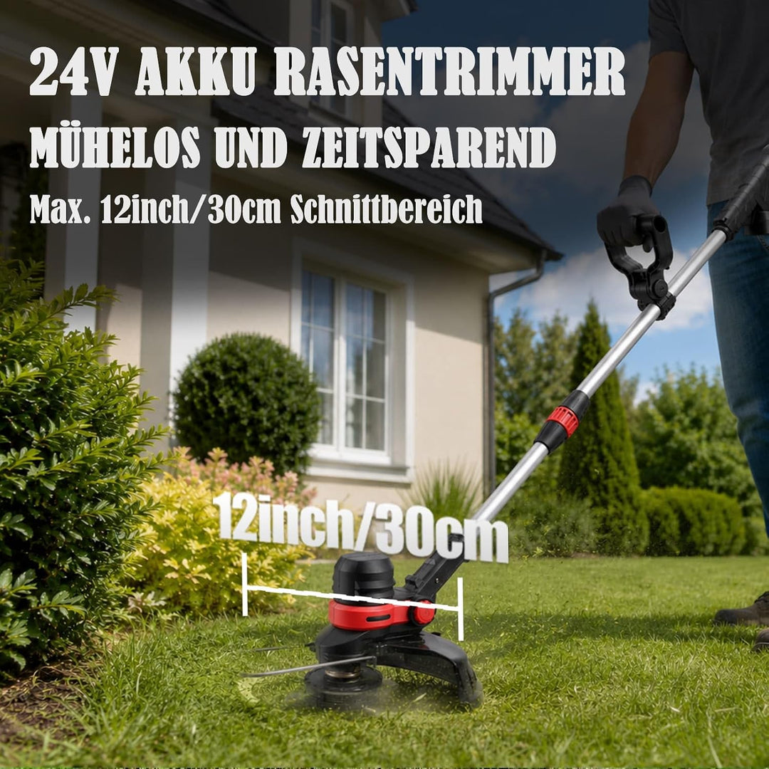 Rasentrimmer mit Akku Freischneider mit Unkrautbürste, 4 in 1 Akku Rasentrimmer mit Unkrautbürste, M