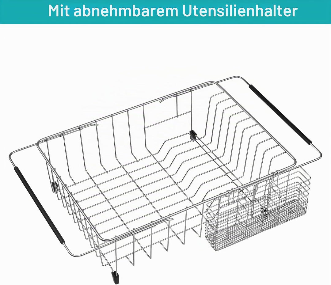 iPEGTOP Erweiterbares Abtropfgestell für Geschirr – Rostfreies Edelstahl Abtropfkorb für Spüle, Mult