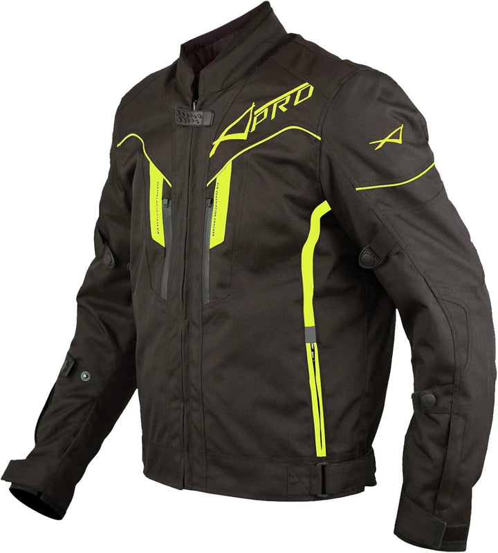 A-Pro Textil Motorrad Jacke Wasserdichte CE Protektoren Reflektirende Sport L Fluo, L Fluo